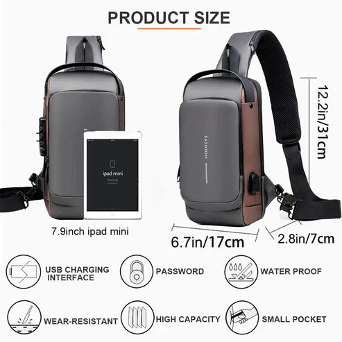 Black Multifunction Anti-Theft USB Charging Crossbody Shoulder Bag | Stylish, Secure & Travel-Ready