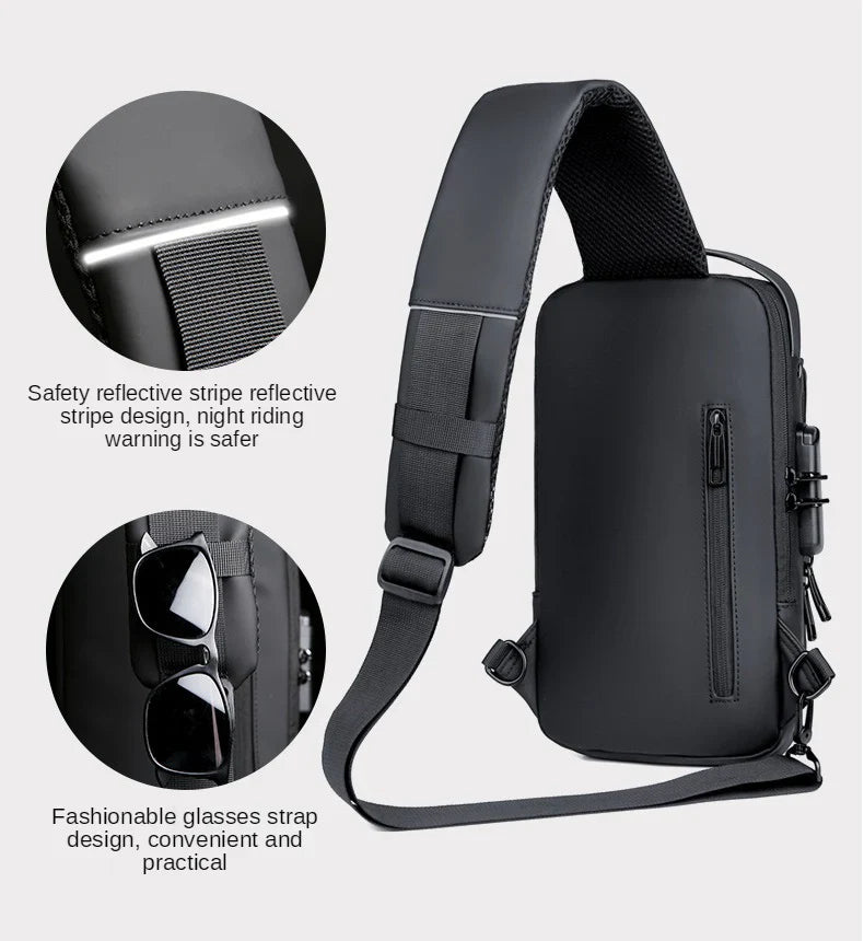Black Multifunction Anti-Theft USB Charging Crossbody Shoulder Bag | Stylish, Secure & Travel-Ready