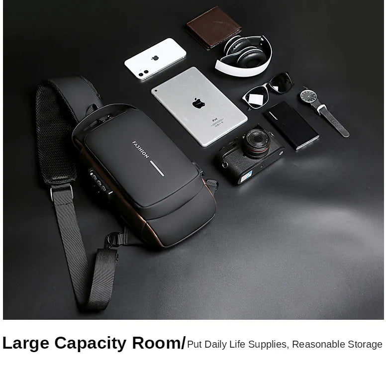 Black Multifunction Anti-Theft USB Charging Crossbody Shoulder Bag | Stylish, Secure & Travel-Ready