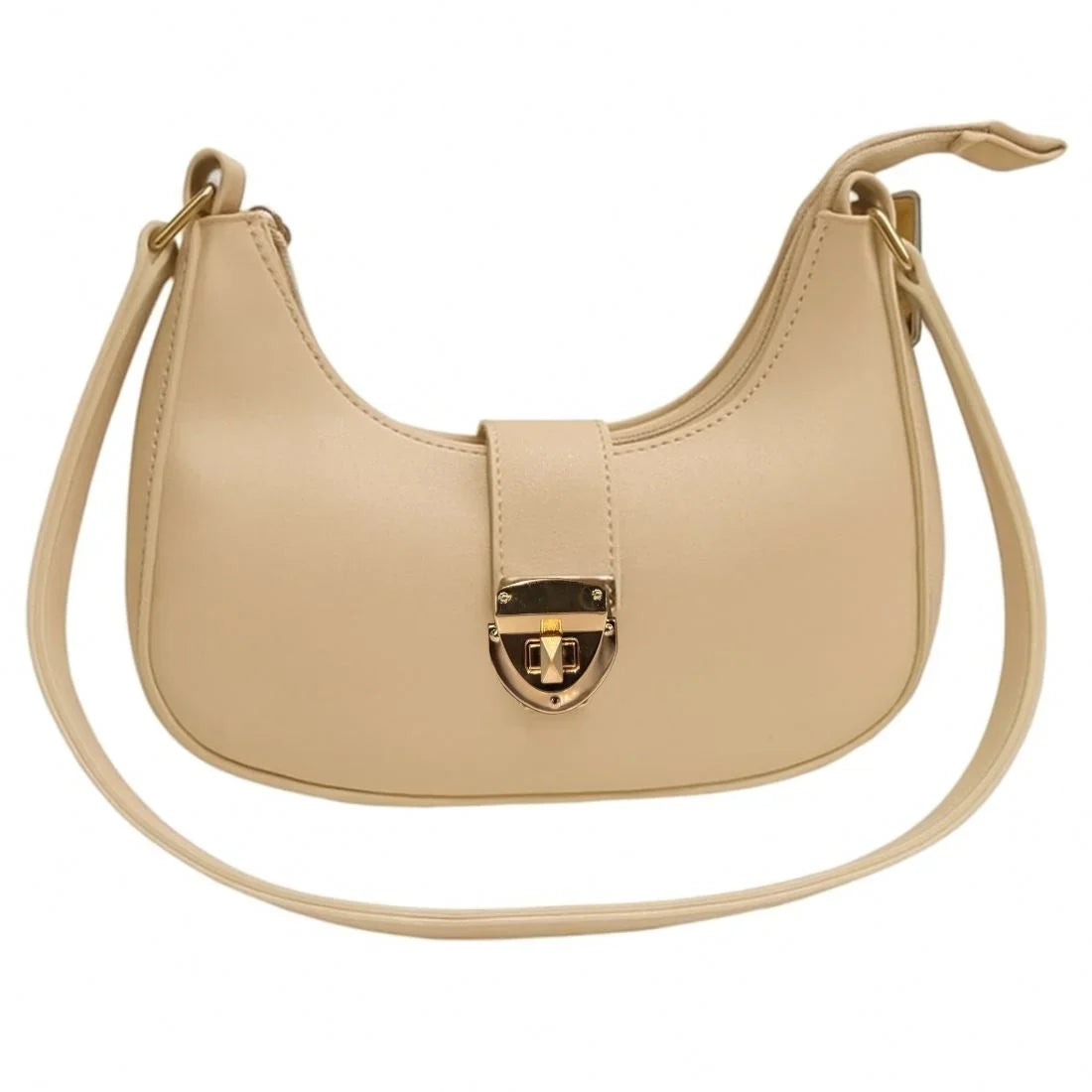Crescent Leather Luxury Shoulder Bag for Women | Skin Color