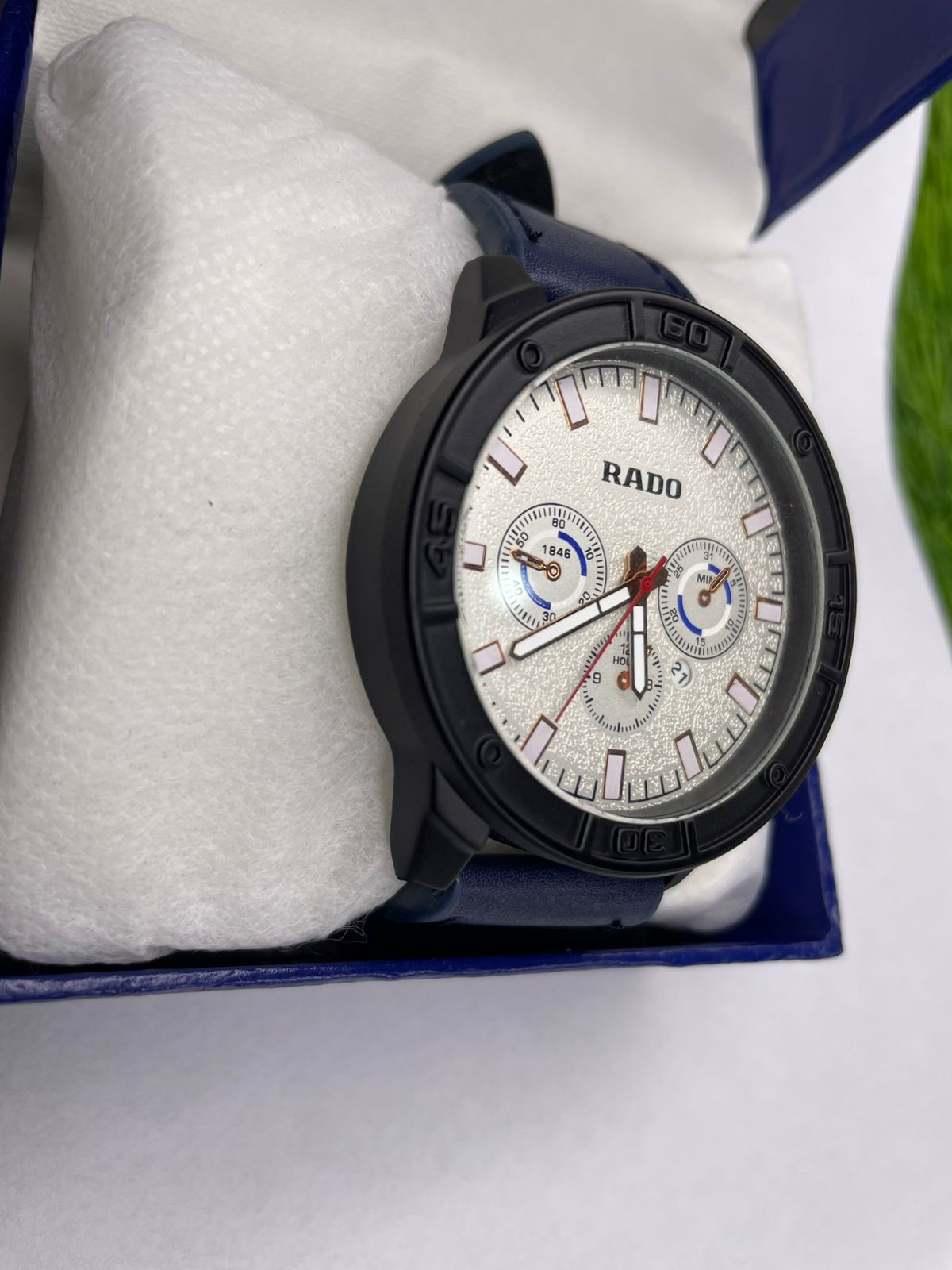 Rado Dual-Tone Blue & Grey Leather Watch Strap