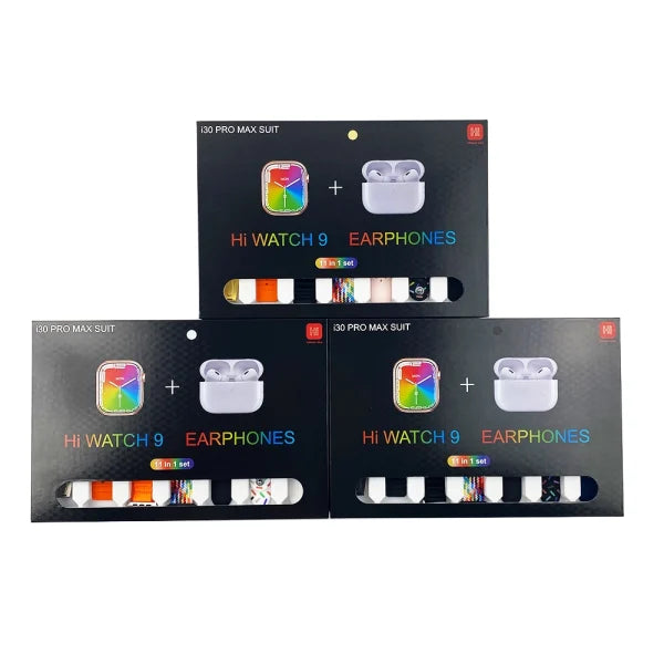 i30 Pro Max Suit Smart Watch & Earbuds Combo | 11-in-1 Multifunction Smart Wearable